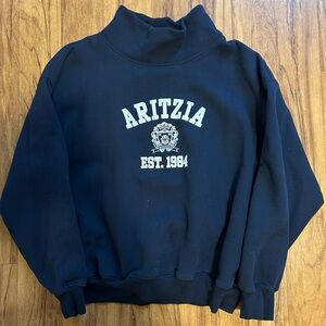 Aritzia Sweatfleece Navy Blue Mega Funnel Neck Sweatshirt